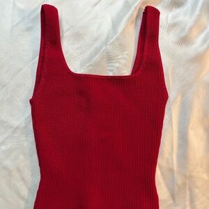 Babaton ribbed texture red tank top size 2XS